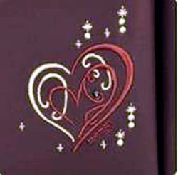 大マチのハートの刺繍